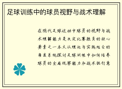 足球训练中的球员视野与战术理解