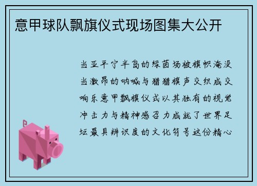 意甲球队飘旗仪式现场图集大公开